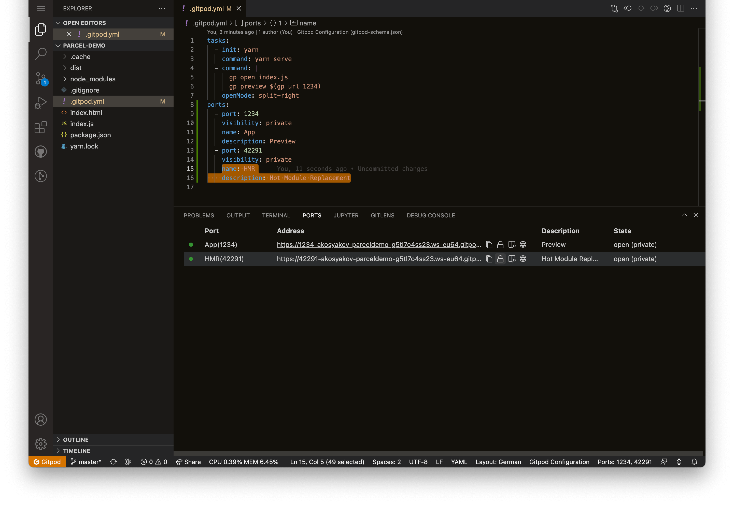 New ports explorer in VS Code Browser