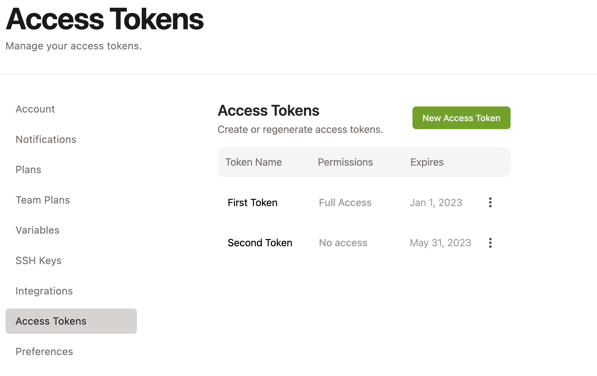 List Access Tokens