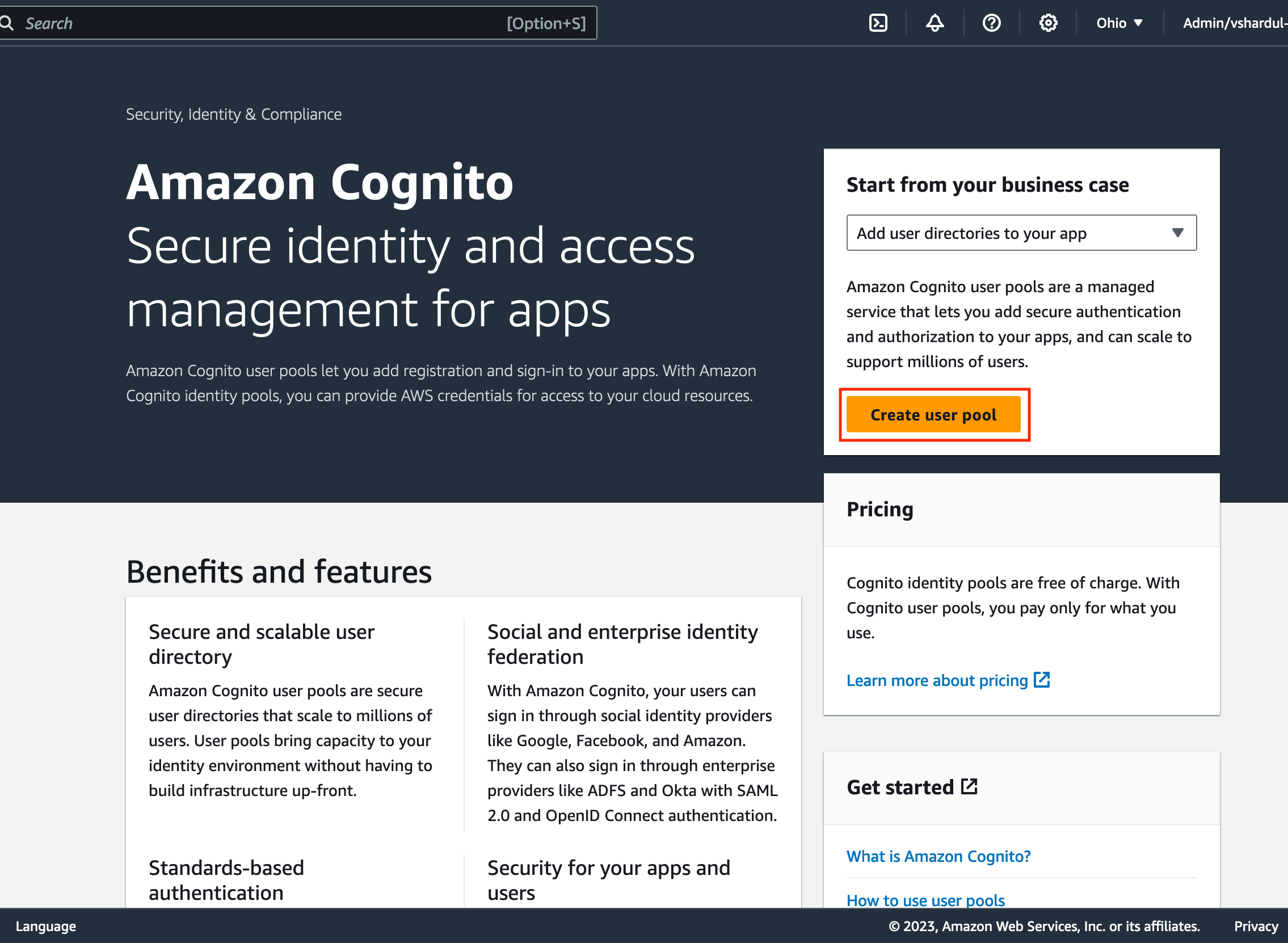 Congiton User Pool Process