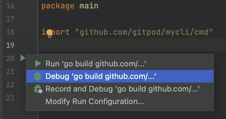 Debug on GoLand in Gitpod