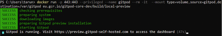 gitpod is ready