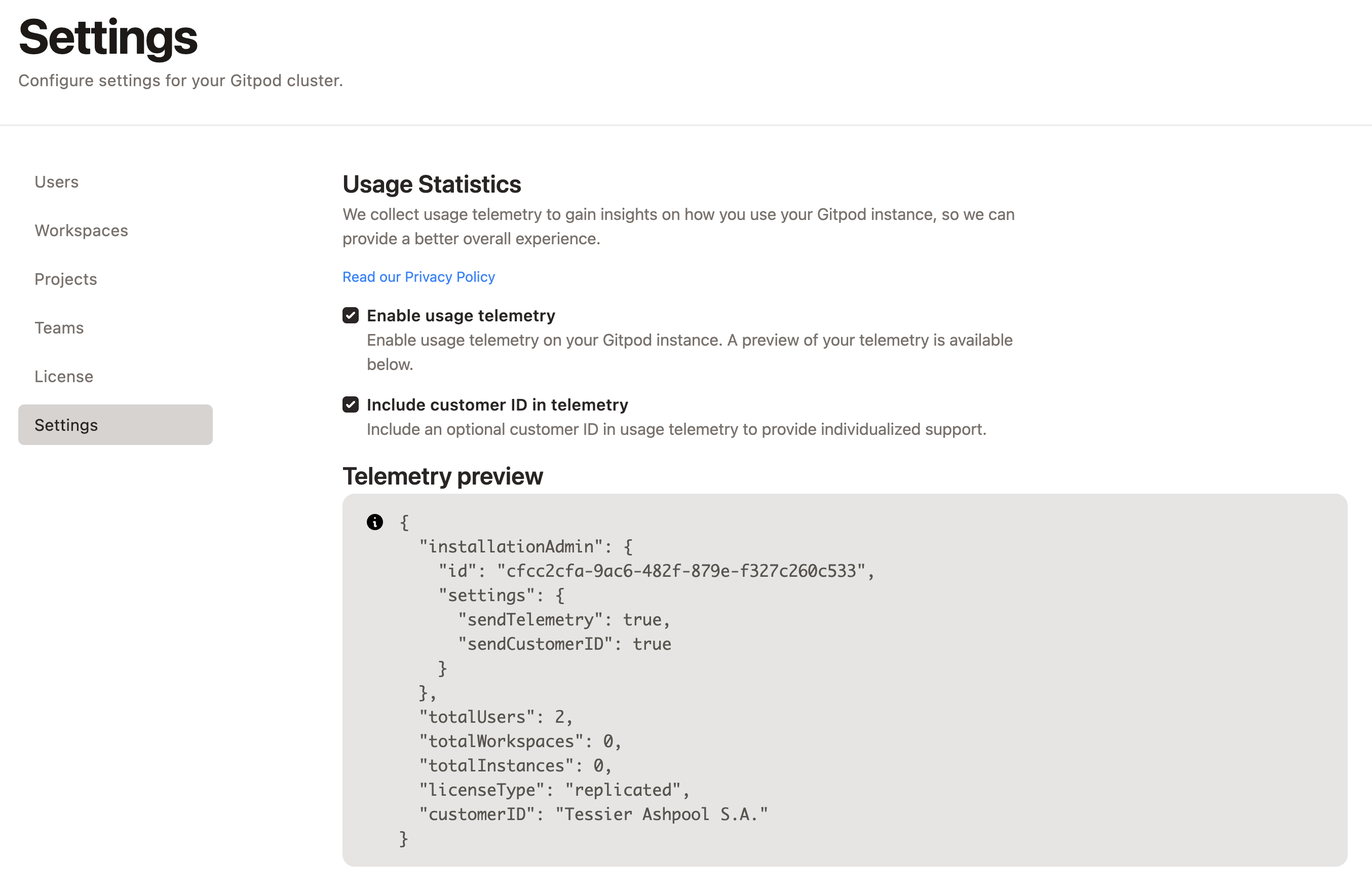 Enable Service Ping in Admin Settings