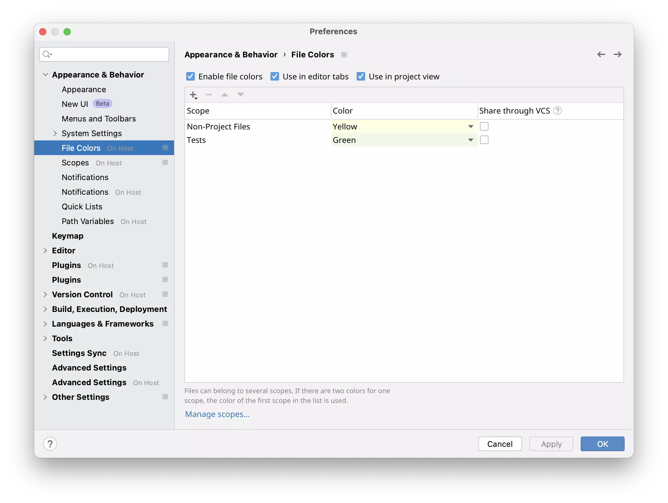 Configure IDE settings on JetBrains client