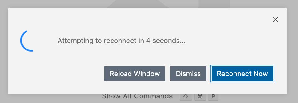 VS Code Desktop attempting to reconnect