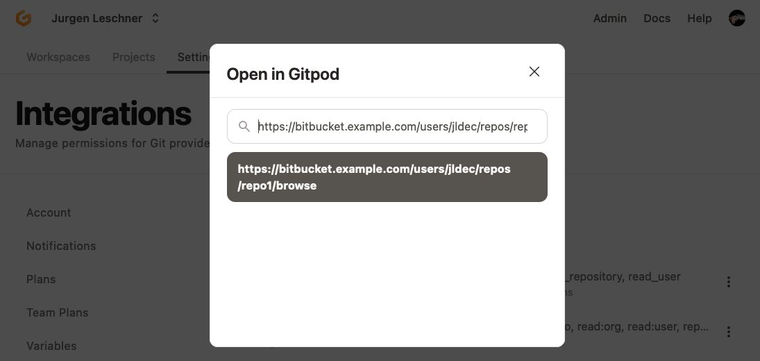 Open in Gitpod form