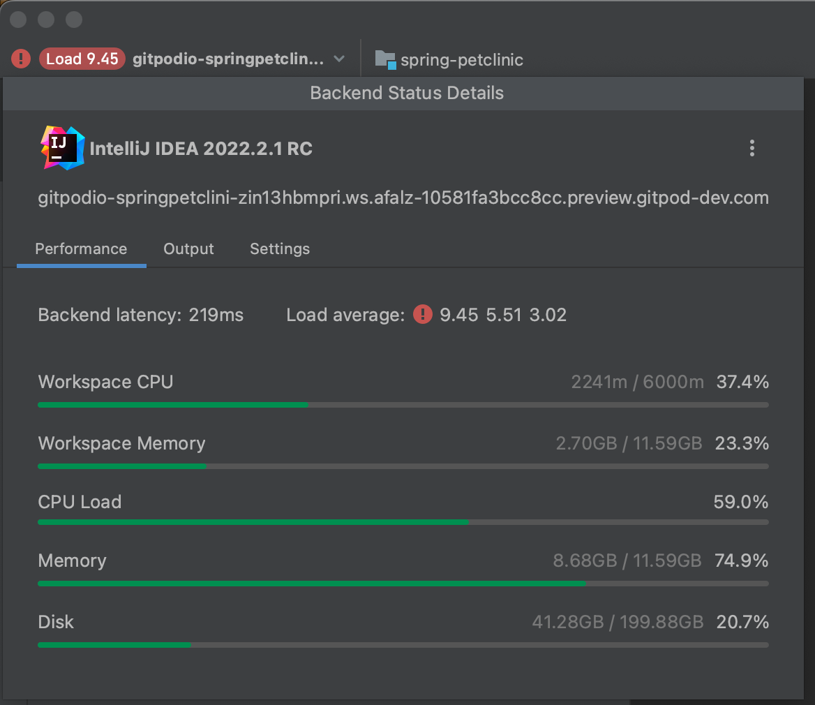 jetbrains gateway performance center